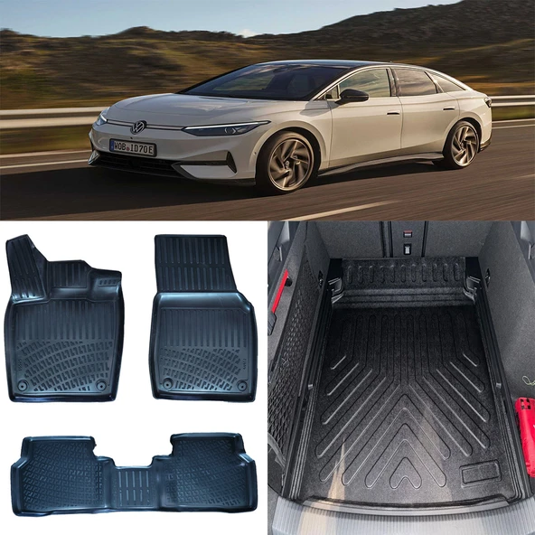 Rizline Volkswagen ID.7 Elektrikli 2023 Ve Sonrası 3D Paspas ve ALT Bagaj Havuzu Set ürün görseli