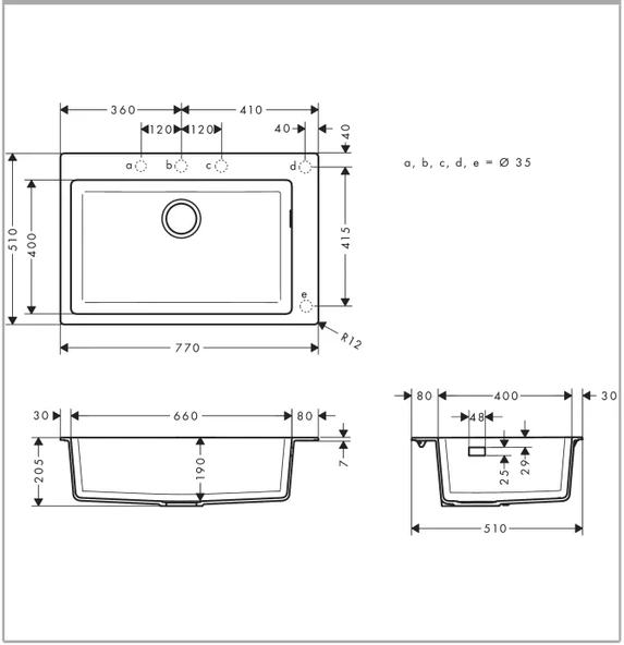 Hansgrohe S510-F660 Ankastre Granit Eviye - 2
