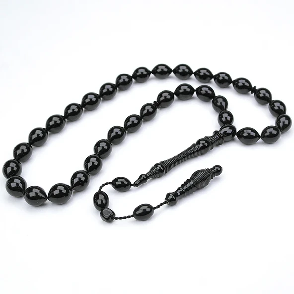 Oltu Taşı Beyzi Kesim Nakkaş Oyma İmame Tespih ürün görseli 1