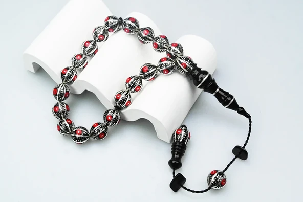 Oltu Taşı 100 Mikron Karpuz Dilimi Tespih - Resim 3