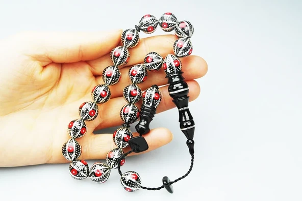 Oltu Taşı 100 Mikron Karpuz Dilimi Tespih - Resim 4