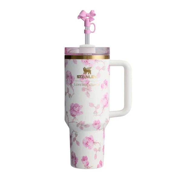 Stanley Quencher Pipetli Termos Bardak 1.18 Lt Loveshackfancy Blossom Pink