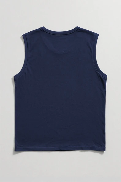 Erkek %100 Pamuk Bisiklet Yaka Shark Baskılı Kolsuz T-shirt - 6