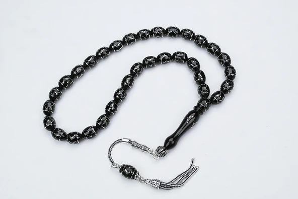 Oltu Taşı Beyzi Model Çemberli Yön İşlemeli Tespih ürün görseli 1