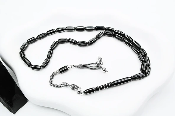 Oltu Taşı Kapsül Altılı Karpuz İşlemeli Özel Tasarım İmameli Tespih ürün görseli 1