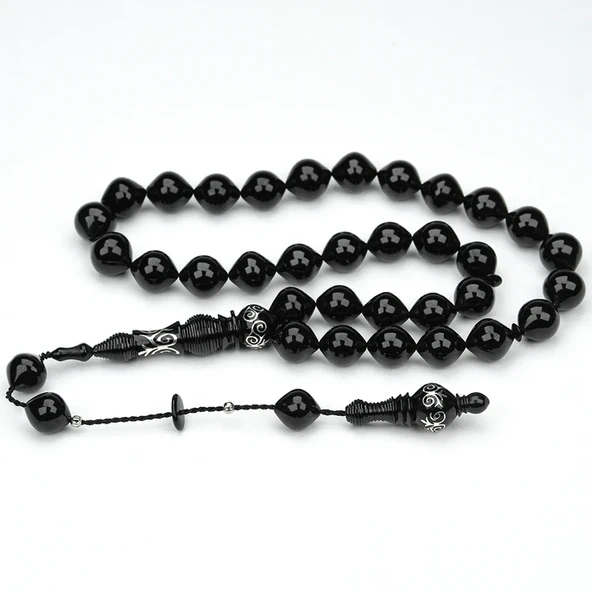 Oltu Taşı İmame Nakkaş Şalgami Kesim Tespih - Resim 4