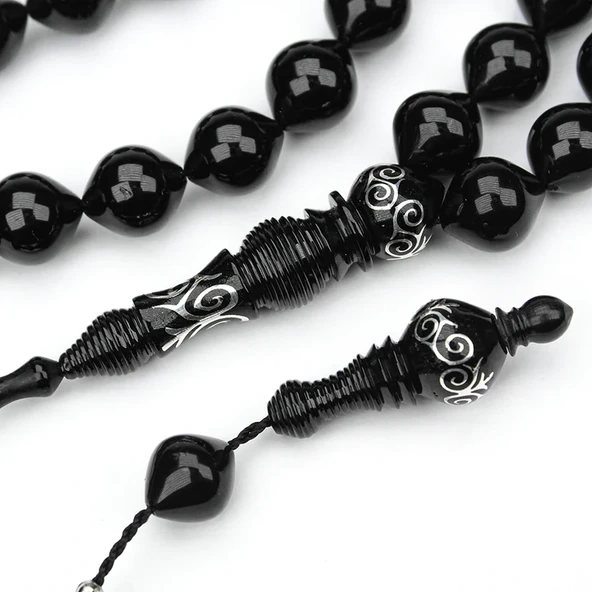 Oltu Taşı İmame Nakkaş Şalgami Kesim Tespih - Resim 2