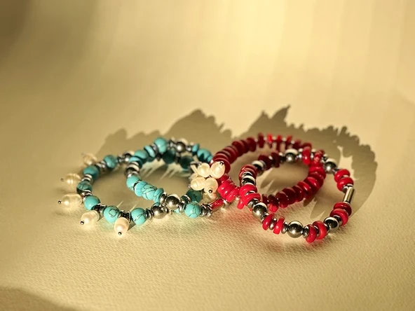 KORAL  LASTİKLİ  BİLEKLİK - 4