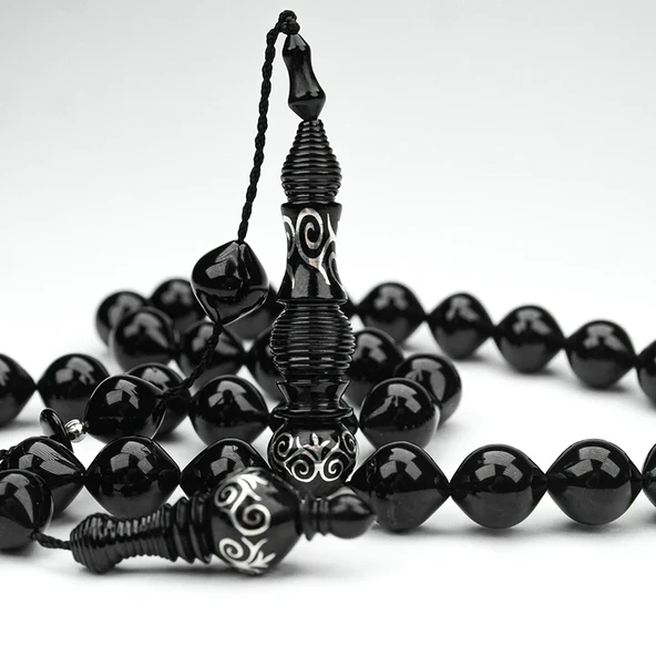 Oltu Taşı İmame Nakkaş Şalgami Kesim Tespih - Resim 5