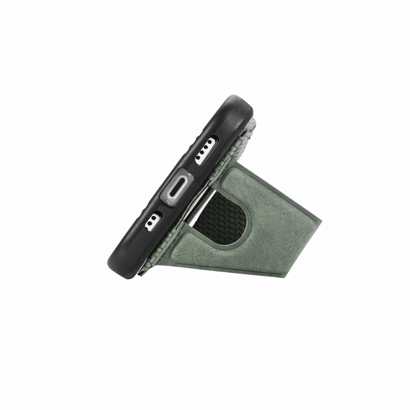 Karbon Fiber Cüzdan Flip Kart Tutucu Telefon Kılıfı - Yeşil - Xiaomi 13 - 3
