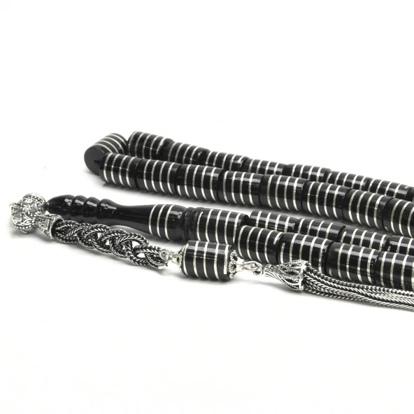 Oltu Taşı Kesme Model  Burgu Vida İşlemeli Tespih ürün görseli 1