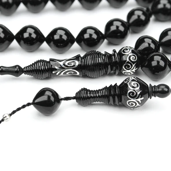 Oltu Taşı İmame Nakkaş Şalgami Kesim Tespih - Resim 3