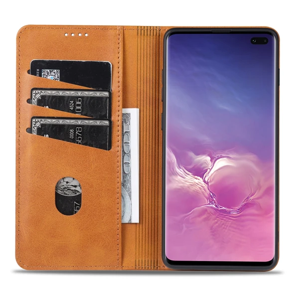 Samsung Galaxy S10 Deri Kılıf - Siyah - Manyetik - Kart Yuvalı - Resim 8