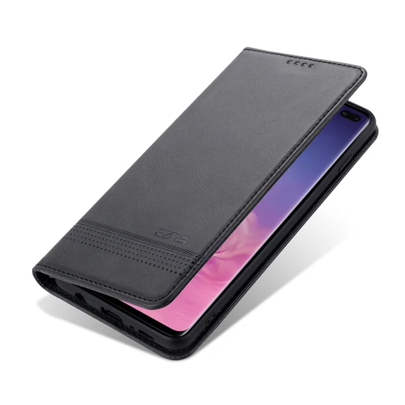 Samsung Galaxy S10 Deri Kılıf - Siyah - Manyetik - Kart Yuvalı - Resim 4