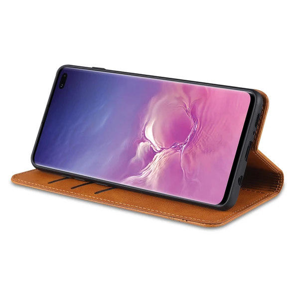 Samsung Galaxy S10 Deri Kılıf - Siyah - Manyetik - Kart Yuvalı - Resim 5