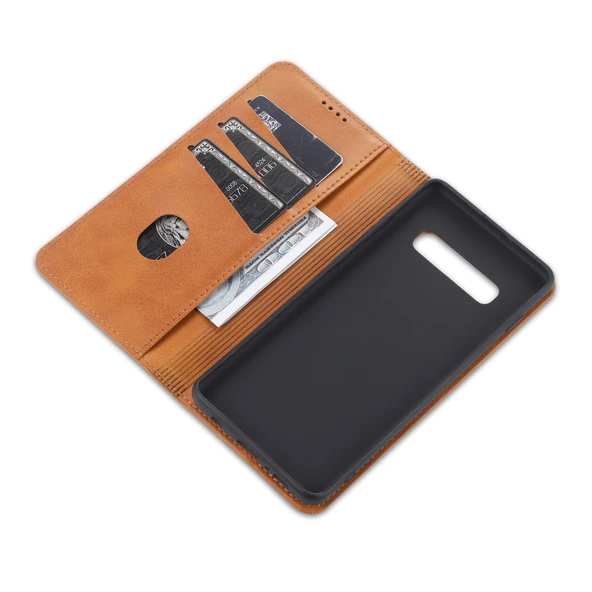 Samsung Galaxy S10 Deri Kılıf - Siyah - Manyetik - Kart Yuvalı - Resim 10