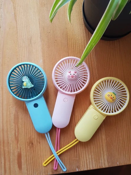Brokoli Home Şarjli Mini El Fanı Masa Fanı Soğutucu Masa Üstü Vantilatör Usb Pembe - 5