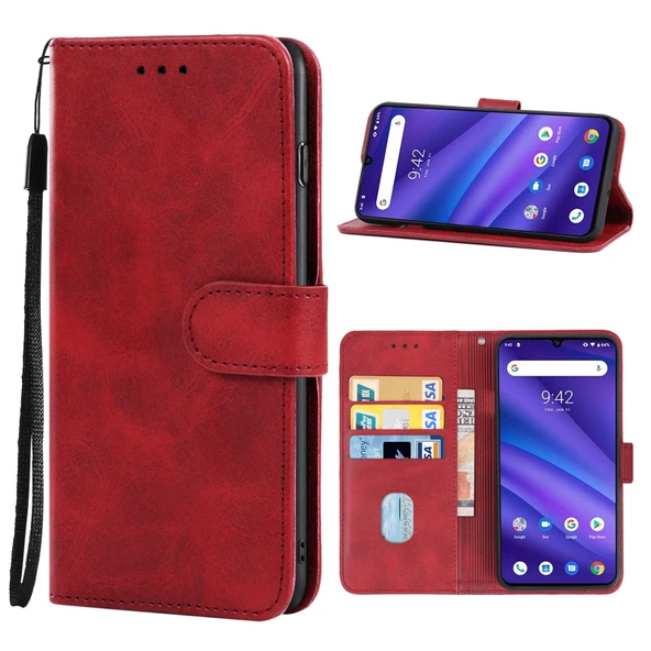 Kırmızı Deri Telefon Kılıfı - UMIDIGI A5 Pro