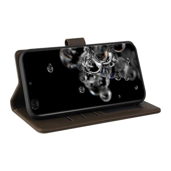 Samsung Galaxy S20 Ultra Deri Telefon Kılıfı - Kahverengi - 4