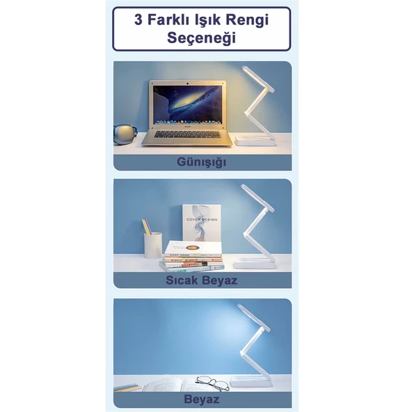 Greentech Masaüstü Şarjlı Katlanabilir Portatif LED Aydınlatma / GT-CL11P - 4