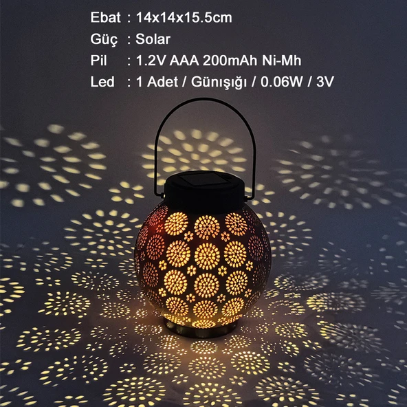 Greentech Güneş Enerjili Dekoratif Led Fener / Askılı Bahçe Feneri / Bahçe Dekorasyon Feneri / GT-SL25R - 6