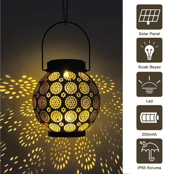 Greentech Güneş Enerjili Dekoratif Led Fener / Askılı Bahçe Feneri / Bahçe Dekorasyon Feneri / GT-SL25G - 4