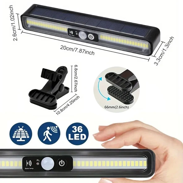 Greentech Güneş Enerjili Hareket Sensörlü Mandallı LED Aydınlatma / GT-SL29 - 8