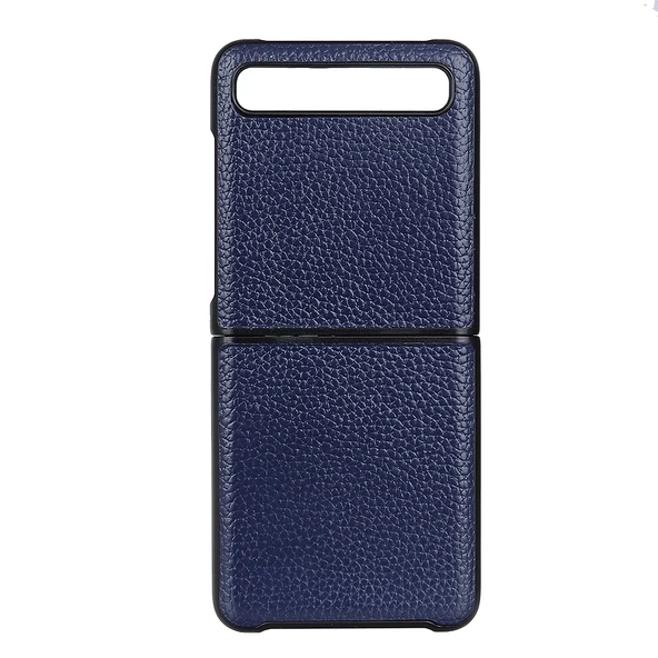 Galaxy Z Flip Deri Katlanabilir Koruma Kılıfı - Mavi