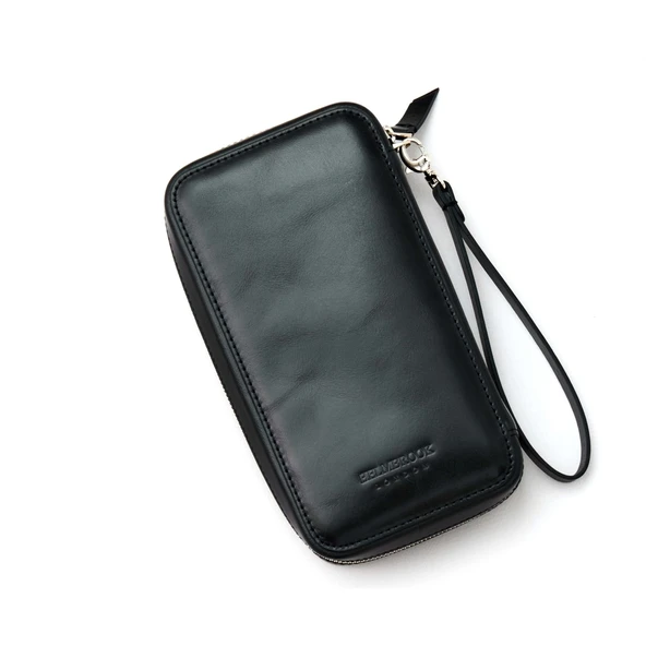 Carlye Hakiki Deri Siyah Uniseks Ön Cepli Bileklikli Fermuarlı Rfid Korumalı Çanta - Resim 4