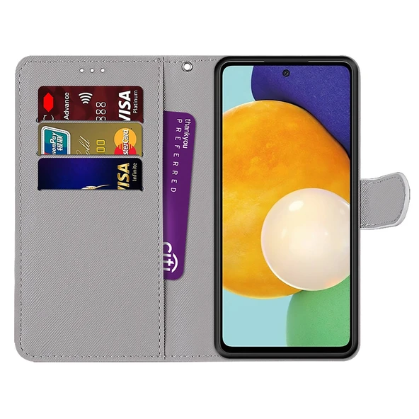 Samsung Galaxy A53 5G Telefon Kılıfı - Deri Ayakkabı Kedi Desenli - PU - Cüzdanlı - 3