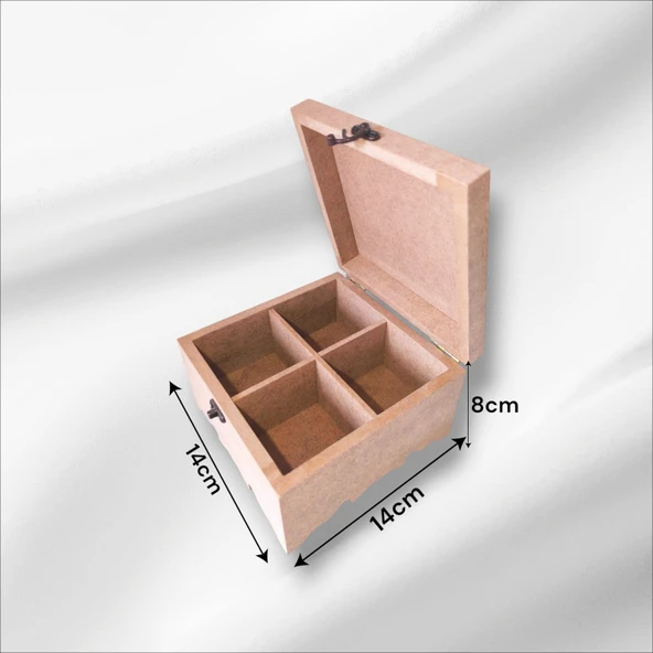 Ahşap-boyanabilir-4 bölmeli-klipsli-çok amaçlı küçük organizer kutu