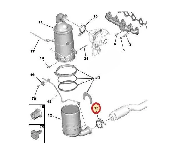 Peugeot 307 Egzoz Kelepçesi ürün görseli