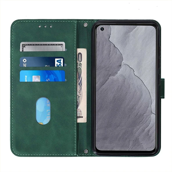 3D Kabartmalı Deri Telefon Kılıfı - Tecno Pova Neo LE6 - Koyu Yeşil - Resim 3