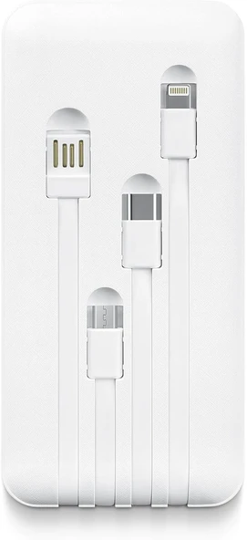 Powerway 10.000 Mah Kablolu Dijital Göstergeli Gerçek 10.000 Mah Garantili Ince Tasarım Tx108 Beyaz Powerbank - Resim 2