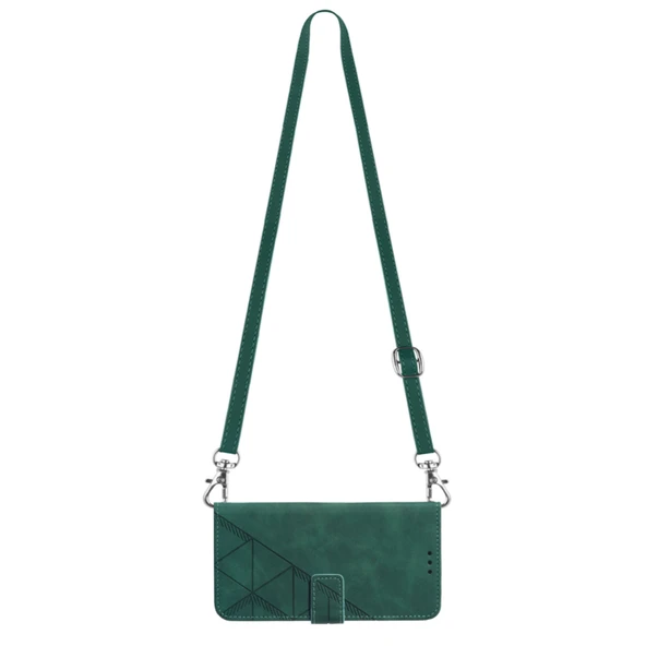 3D Kabartmalı Deri Telefon Kılıfı - Tecno Pova Neo LE6 - Koyu Yeşil - Resim 5