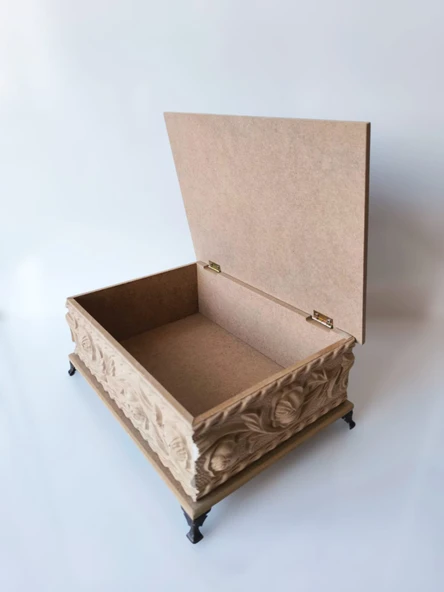 Ahşap-boyanabilir Ham Mdf-çiçek Desenli-çok Amaçlı Dekoratif Kutu - 2