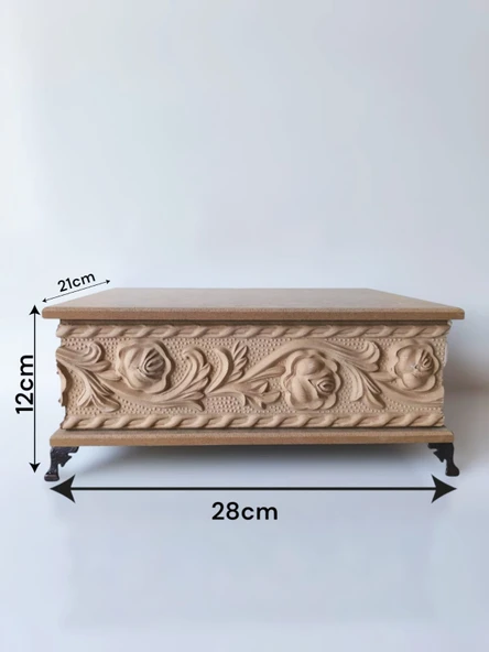 Ahşap-boyanabilir Ham Mdf-çiçek Desenli-çok Amaçlı Dekoratif Kutu