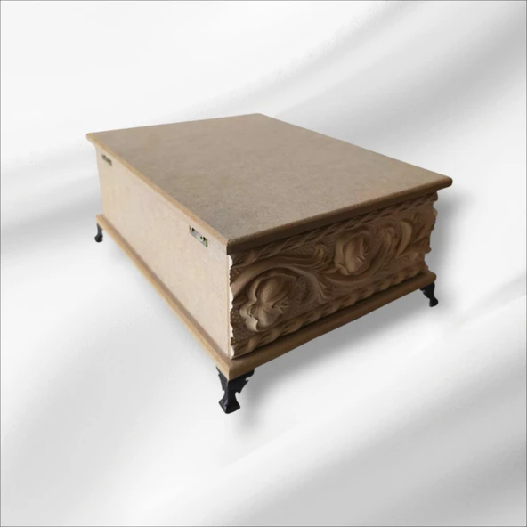 Ahşap-boyanabilir Ham Mdf-çiçek Desenli-çok Amaçlı Dekoratif Kutu - 4