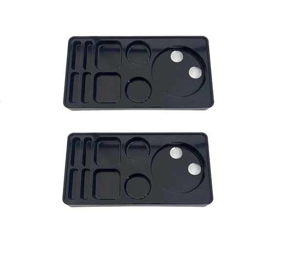 Otel Servis Karşılama Sunum İkram 2 Adet Tepsisi 9 Bölmeli Plastik Çay Kahve Şeker Fincan Bölmeli Kettle Ketil Altlığı 44x24 cm