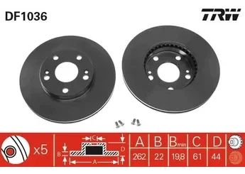 FREN DISKI ON SAFRANE 92>96 2.0 16V 2.5 DT HAVALI 262mm 5 BIJON ürün görseli 1