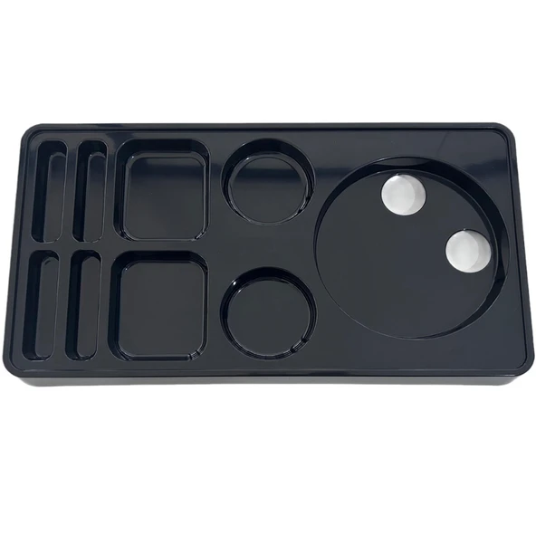 5 Adet Sunum İkram Tepsisi Otel Servis Karşılama  9 Bölmeli Plastik Çay Kahve Şeker Fincan Bölmeli Kettle Ketil Altlığı 44x24 cm