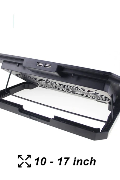 İki Fanlı Işıklı Telefon Standlı 15"-17" Pro Standlı Notebook Soğutucu - 2