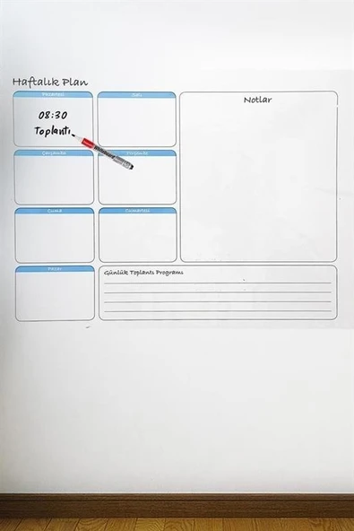 BUFFER® Haftalık Planlayıcı Manyetik Duvar Stickerı Takvim 56 cm x 70 cm - 3