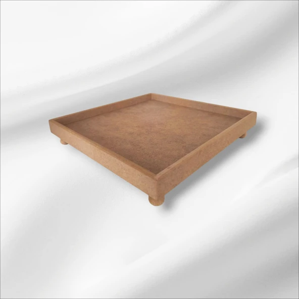 Ahşap-boyanabilir-ayaklı-kare sunumluk tepsi - 3