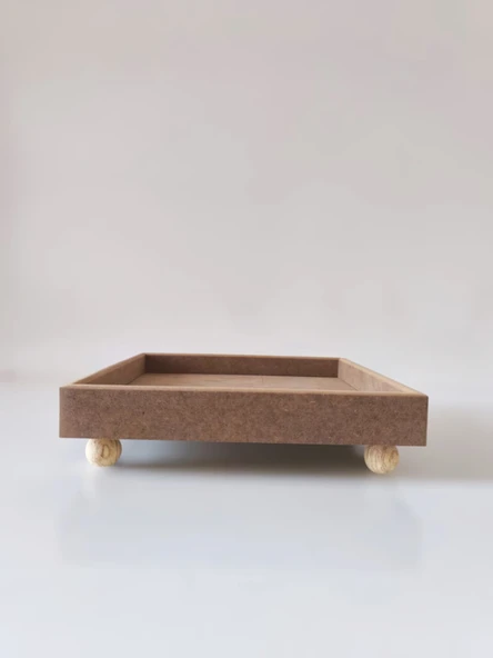 Ahşap-boyanabilir-ayaklı-kare sunumluk tepsi - 4