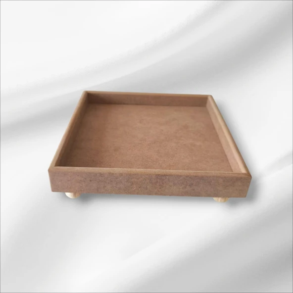 Ahşap-boyanabilir-ayaklı-kare sunumluk tepsi - 2