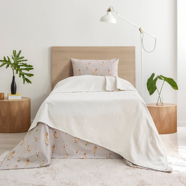 Schafer Home Hera Tek Kişilik Pike Takımı 3 Parça-Ekru
