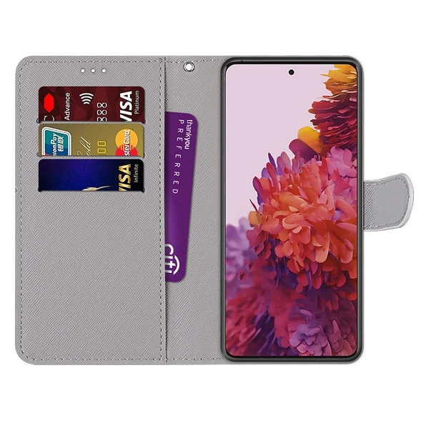 Samsung Galaxy S21 5G PU Deri Kılıf - Çizgili Tasarım - Deri Ayakkabı Kedi - 3