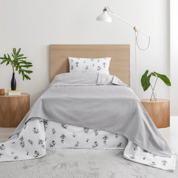 Schafer Home Hera Tek Kişilik Pike Takımı 3 Parça-Gri