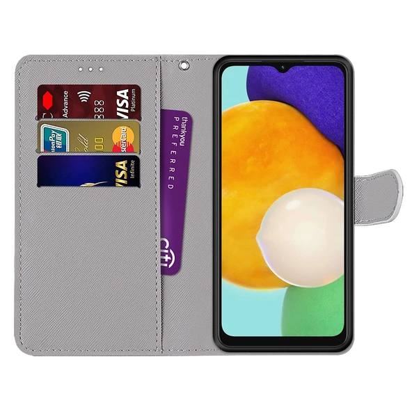 Samsung Galaxy A13 5G Telefon Kılıfı - Renkli Çizim - Deri Ayakkabı Kedi - 3